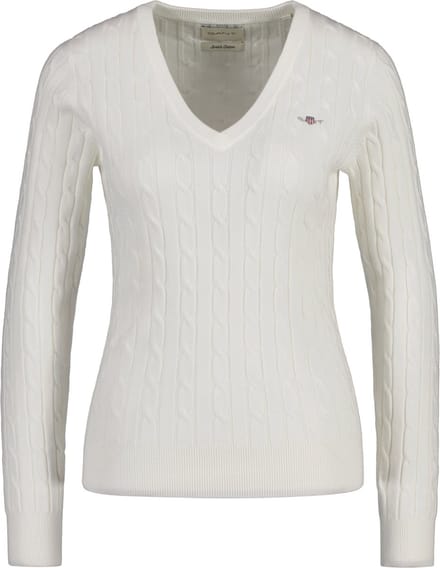 GANT Gebreide trui STRETCH COTTON CABLE V-NECK