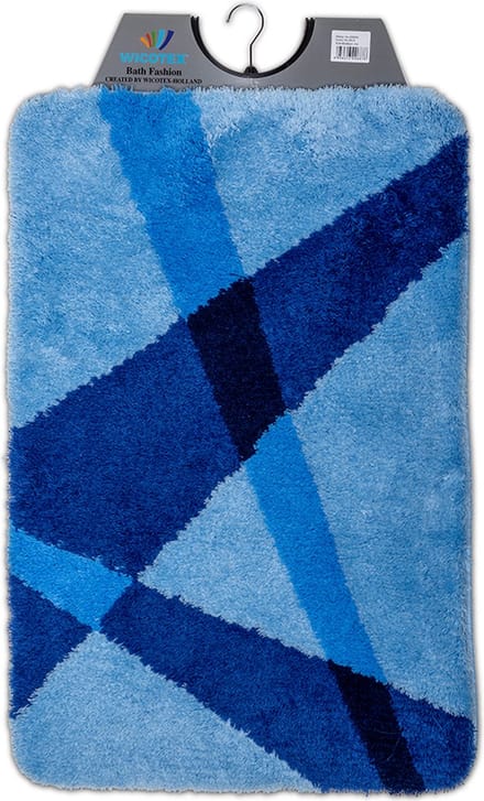 Wicotex - Badmat Blauw gestreept - Badmat - Antislip onderkant - Afmeting 60x90cm