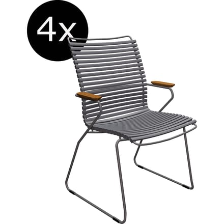 HOUE Bundel 4x CLICK Dining fauteuil met hoge rugleuning - donkergrijs