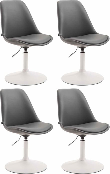 CLP Maverick Set van 4 Eetkamerstoelen - Kunstleer grijs wit