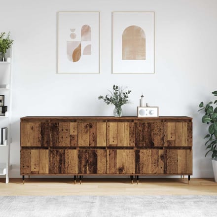 vidaXL - Opbergkast - 3 - st - Oudhout - 60 - x - 35 - x - 70 - cm