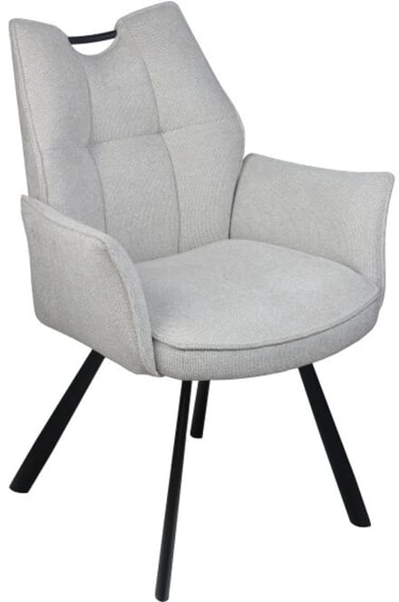 Eetkamerstoel Felien met armleuning Chenille - Beige - eetkamerstoelen set van 2