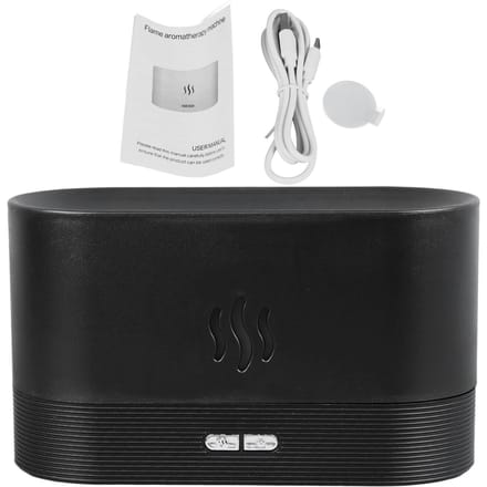 Essentiële Olie Diffuser Vlamlicht Aromatherapie Luchtbevochtiger Stille Werking USB-voeding Mist zwart