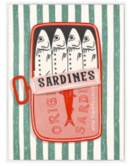 Sardientjes groene schilderij - Item Int.