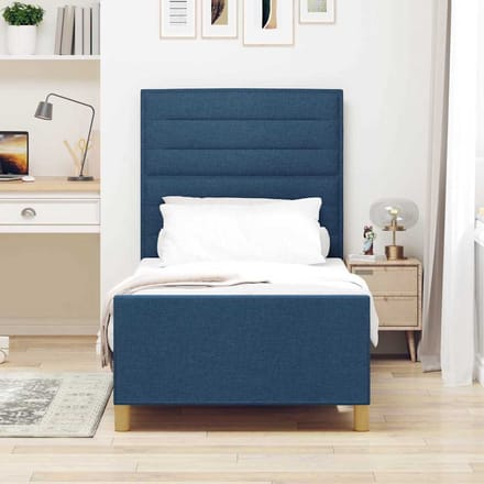 vidaXL - Bedframe - met - hoofdeinde - Blauw - 100 - x - 200 - cm - Stof