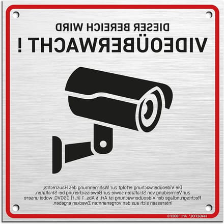 Bewakingsbord - Camerabewaking - Veiligheid - DSGVO conform - 15x15 cm - Aluminium geborsteld