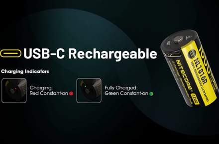 Nitecore NL1816R Oplaadbare 18350 Li-Ion batterij 1600mAh met USB-C Poort