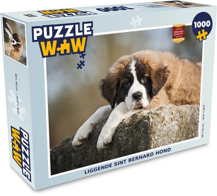 Puzzel Liggende Sint Bernard hond - Legpuzzel - Puzzel 1000 stukjes volwassenen