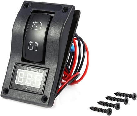 Schakelaar Paneel - Dubbele Batterij - Energie Beheer - Met Voltmeter - 14.5 x 20 x 7 cm - Zwart