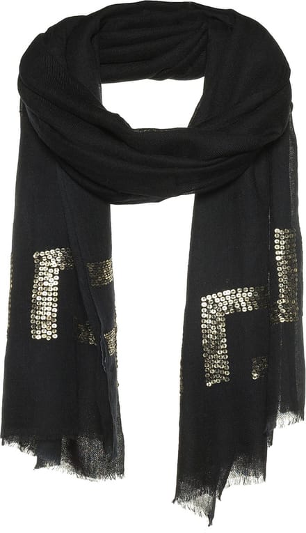 Amor Collections - Sjaal met pailletten - Wol - Zwart - 100x200 cm