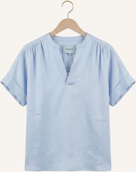 Minus Msjuno Linen Blouse Dames - Jurken - Lichtblauw - Maat 36