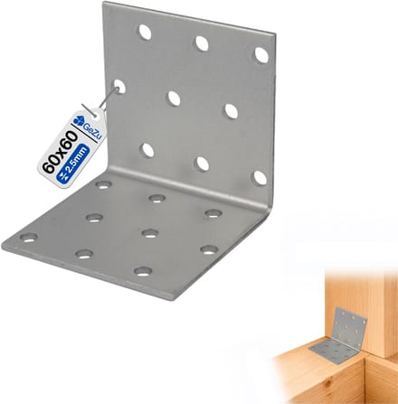 Long Perforated Angles / galvanized steel - 60x60x60 mm - Reinforcement corners /connection corners /angle irons for beam connection / wood connectionLong Perforated Angles