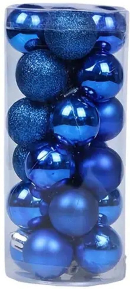 Nivard Kerstballen - Kerstversiering - Plastic - Donkerblauw - 24 stuks
