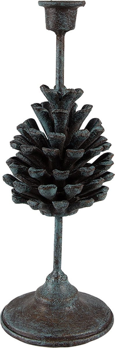 Clayre & Eef Kandelaar Dennenappel 27 cm Groen IJzer