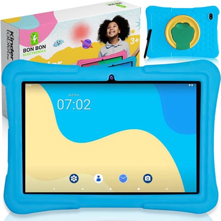 Bon Bon Electronics® 10.1 Inch Kindertablet Pro - Vanaf 3 Jaar – Tablet – Android 13 – 8-Core Processor – 128GB – 4GB RAM - 5000 mAh – Ouderlijk Toezicht – Compleet Pakket – Blauw
