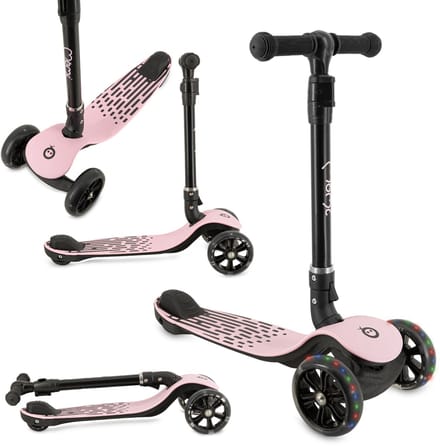 MoMi SAN - 3-Wiel Kinderstep - Opvouwbaar - LED Wielen - Verstelbaar Stuur - Roze