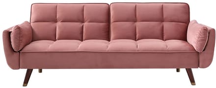 Vente-unique Driezitsslaapbank van roze velours GULCAN
