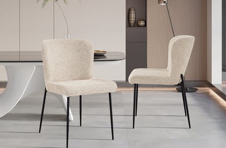 Interiax Eetkamerstoel Flo BouclÃ© Beige
