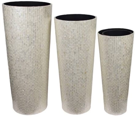 Vazen set 3-delig MDF en capiz – wit 91,5 cm