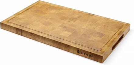 HENDI Eikenhouten serveerplank – eindnerf – met handgrepen – 325x265x30 mm