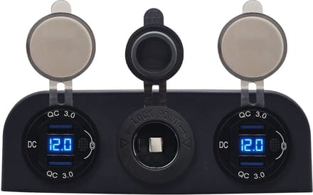 ProRide 12V USB Autolader 2 Poorten - QC3.0 - Voltmeter en 12V/24V Sigarettenplug - Drievoudig opbouw