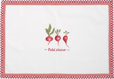 Clayre & Eef Placemats (set v 6) PPL40 48*33 cm Wit, Rood Katoen Rechthoek Tafelmat