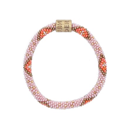 Return to Sender Armband roll on - Ø 7 cm - Lichtroze Oranje - Glazen kralen