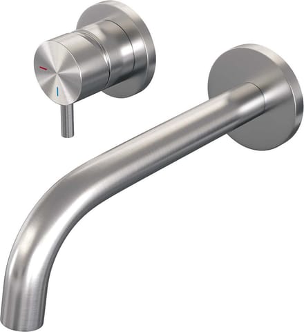 Brauer Brushed Edition inbouw wastafelmengkraan met gebogen uitloop en rozetten model B2 RVS geborsteld PVD