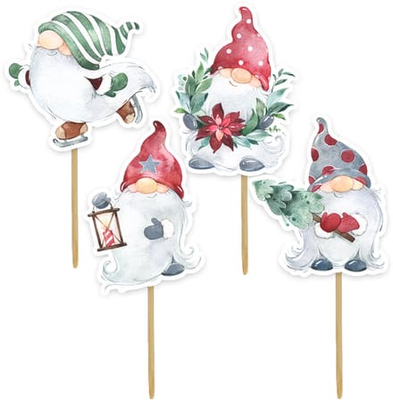 Anniversary House Christmas Gnome Cupcake Toppers pk/12