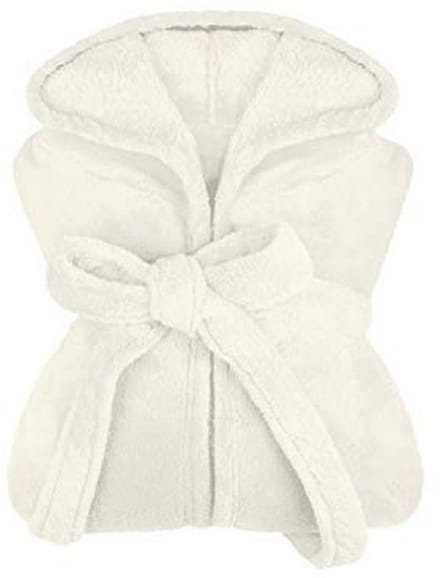 npluseins Extra soft hooded bathrobe made from cuddly fleece - in modern colours and various sizes - unisex & calf length