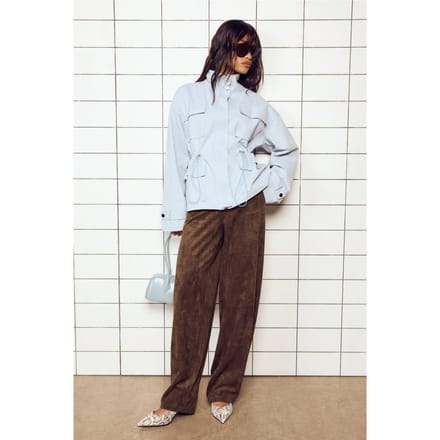 boohoo Dames Imitatie Suede Wijde Pijpenbroek | Chocoladebruin | Maat: 36