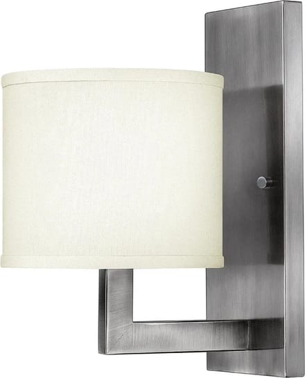 Hinkley LED Wandlamp Hampton | 1X E27 Max 60W | Antique Nickel, Ivory Shade