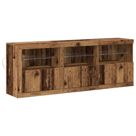 vidaXL - LED - Dressoir - Oud - Hout - 181 - x - 37 - x - 67 - cm - Bewerkt - hout