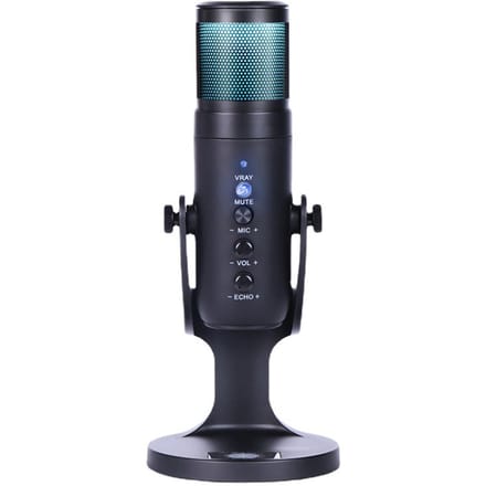 Microphone à condensateur USB, Microphone de table et de bureau, RGB, avec support, pour ordinateur, PC, Plug & Play noir