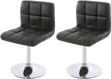 Set van 2 eetkamerstoelen Bureaustoel Stoel Kavala kunstleer chroom ~ zwart