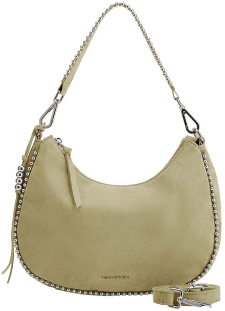 FREDsBRUDER Leren Schoudertas All About Beads Midi Hobo Bag Sunburned Grass Beige