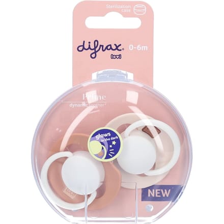 Difrax LOVI Fopspeen Dynamisch - Prime Glow - 0 tot 6 Maanden - Beige & Bruin - 2 Stuks