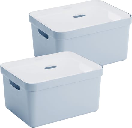 Sunware Sigma Home opbergbox 32L - Set van 2 - Blauw/Transparant