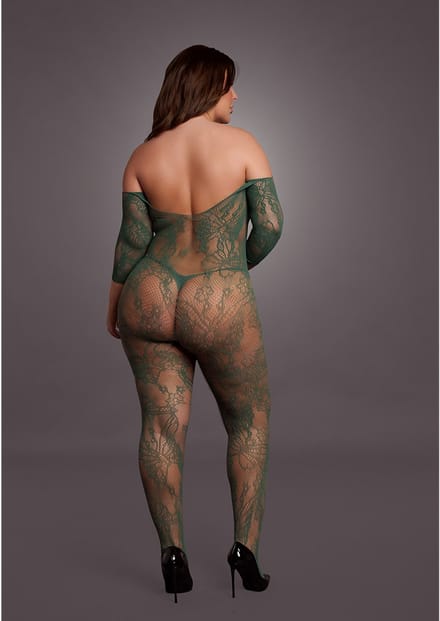 Kant Lange Mouwen Bodystocking - Koninginmaat