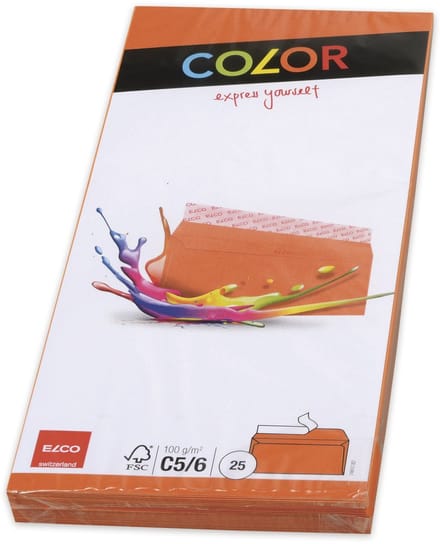 Elco envelop Office Color FSC C5/6 100 gram oranje 25 stuks
