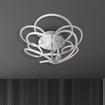 Näve LED plafondlamp Rizado, step-dim, nikkel satijn