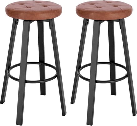 Barkruk - Bruin - Met rugleuning - Ergonomisch - Zithoogte 60-82cm - Set van 2