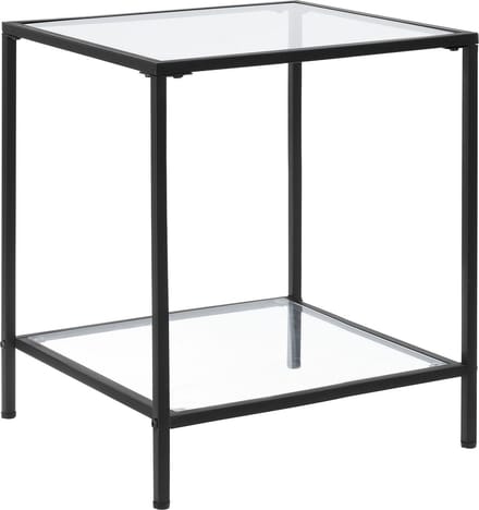 Bijzettafel Norrtälje met plank glas 55x45x45 cm zwart