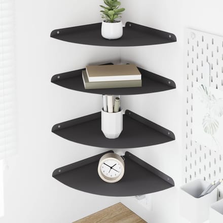 vidaXL - Hoek - Plank - 4 - st - Zwart - 30 - x - 30 - x - 2 - cm