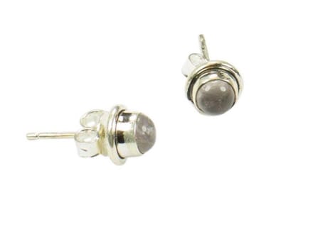 Zilveren knop oorbellen Rozenkwarts 925 zilver