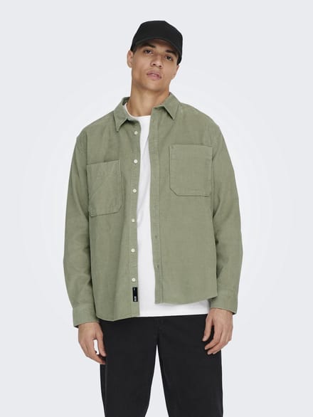ONLY&SONS - ONSALP 2PKT WASHD CORD LS SHIRT OTL - Heren - Overhemden