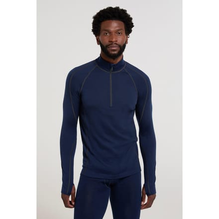Mountain Warehouse Heren Asgard III Merino Wol Thermo Top (Donkerblauw)