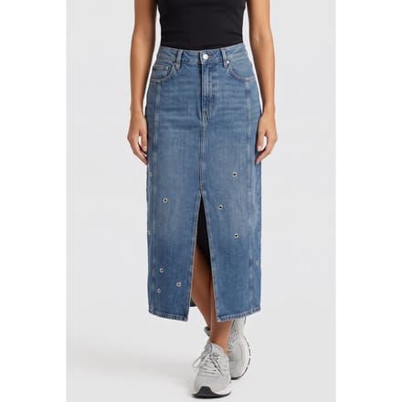 ARKET Jaboella Denim Eyelet Skirt Blue Maat: 38 | Maxi Rokken Outlet | Dames | Blauw