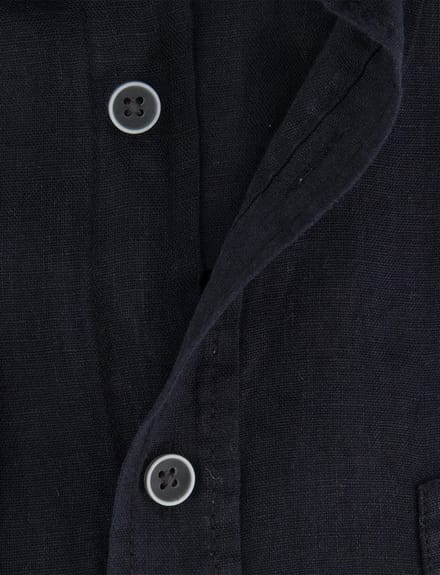 Overhemd zwart Casa Moda borstzak button-down collar wit omlijnde knopen