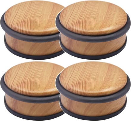 5Five Deurstopper - 4x - rond - houtlook - 10 x 4,5 cm - metaal - deurstop